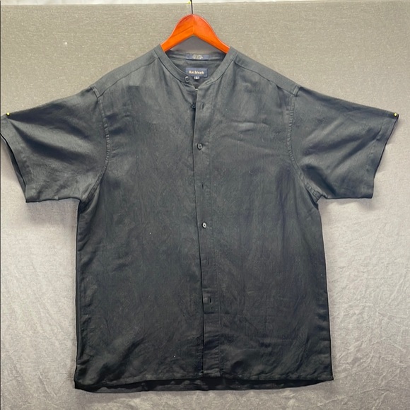 Marc Edwards Men's Black‎ Casual Button Down Shirt 55% Linen - Picture 1 of 7